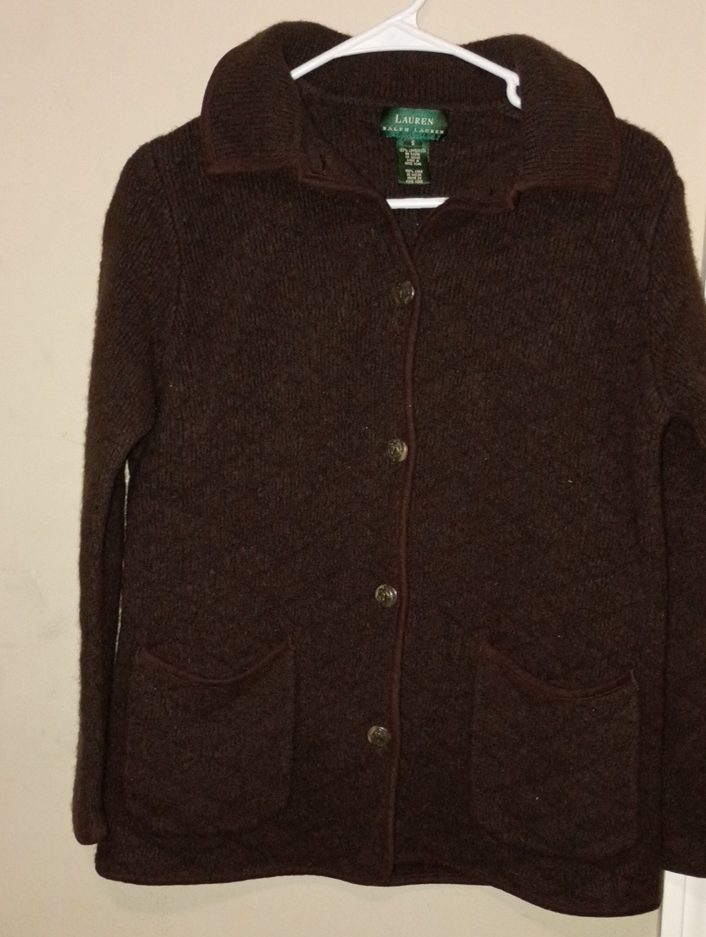 Lauren Ralph Lauren Dark Brown Button-Front Wool Blend Blazer Jacket (Vintage)